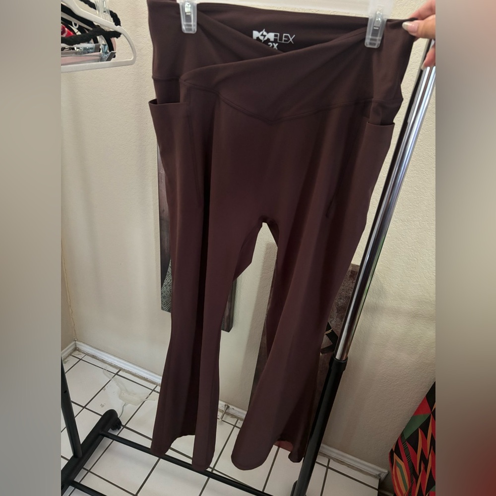 Popflex Crisscross flare brown pants 2XL